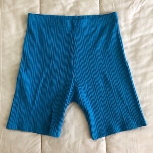 J. Crew High Rise Ribbed Bike Shorts Blue Size Large